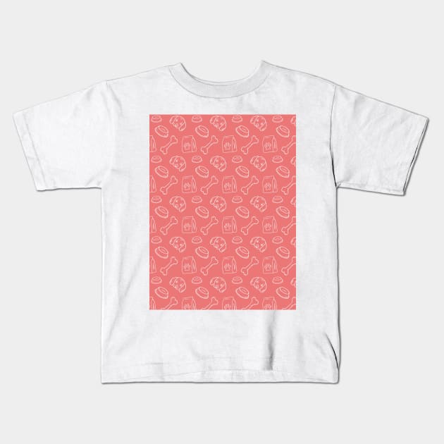 Cute Dog Pattern - pink Kids T-Shirt by Sweet Sugar